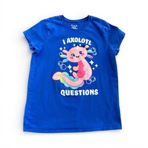 The Children's Place Blue T-Shirt with Colorful Axolotl Size XXL